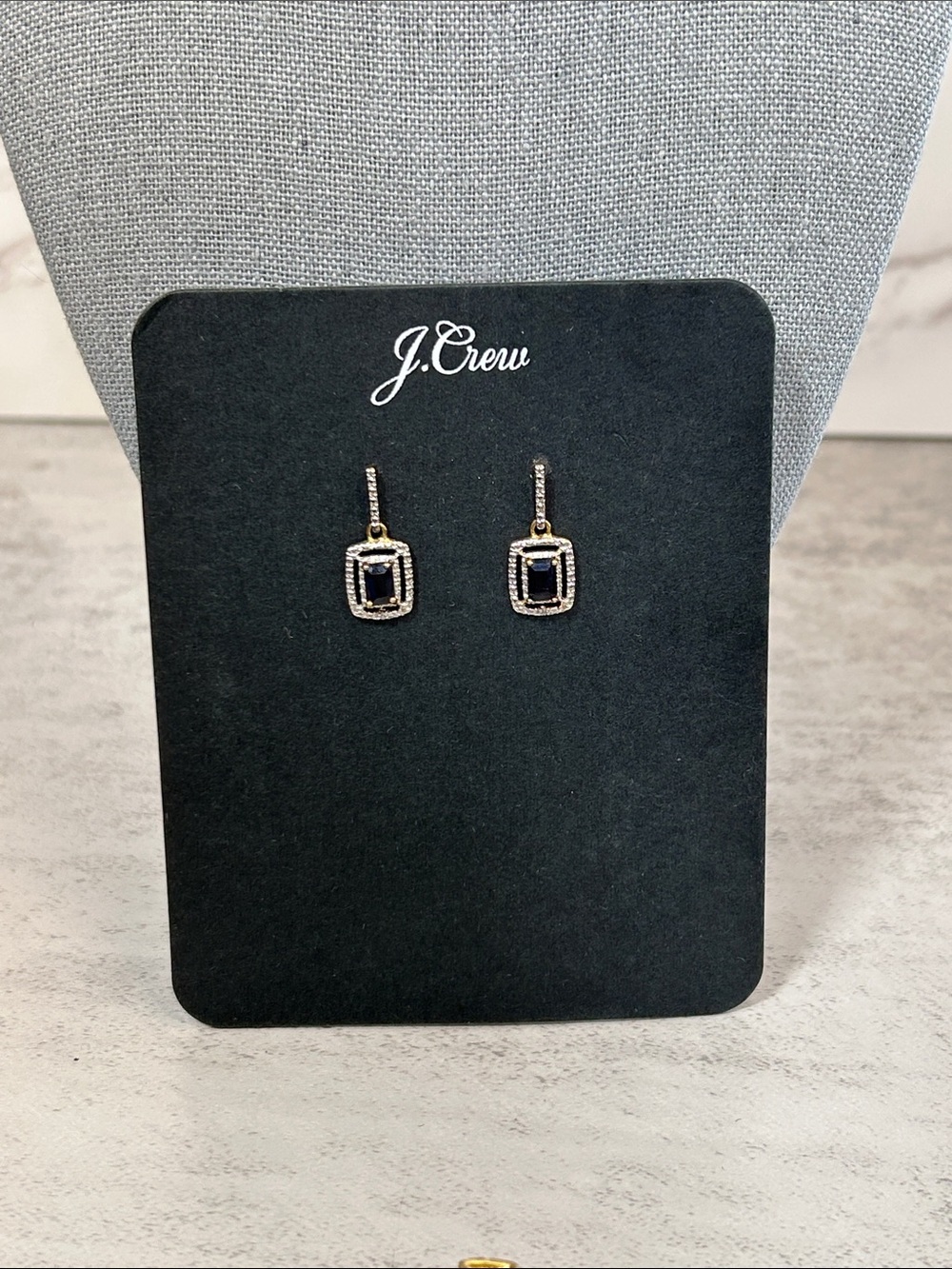 J. Crew Black and Gold Crystal Drop Earrings